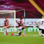 Players take knee during a match as Premier League makes its eagerly anticipated return today after 100 days in lockdown but behind closed doors due to coronavirus restrictions on June 17, 2020. (AFP)