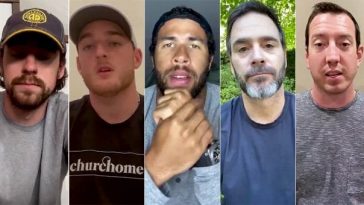 Ryan Blaney, Ty Dillon, Bubba Wallace, Jimmie Johnson and Kyle Busch from a NASCAR video release pre-race before Atlanta.