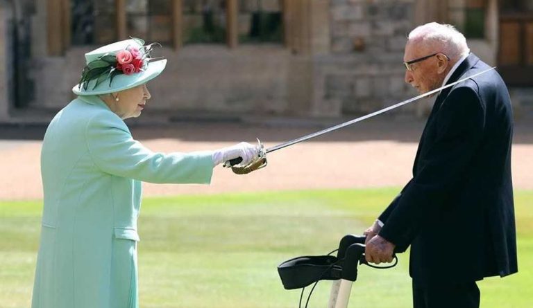 Queen Elizabeth Captain Tom Moore declared knight