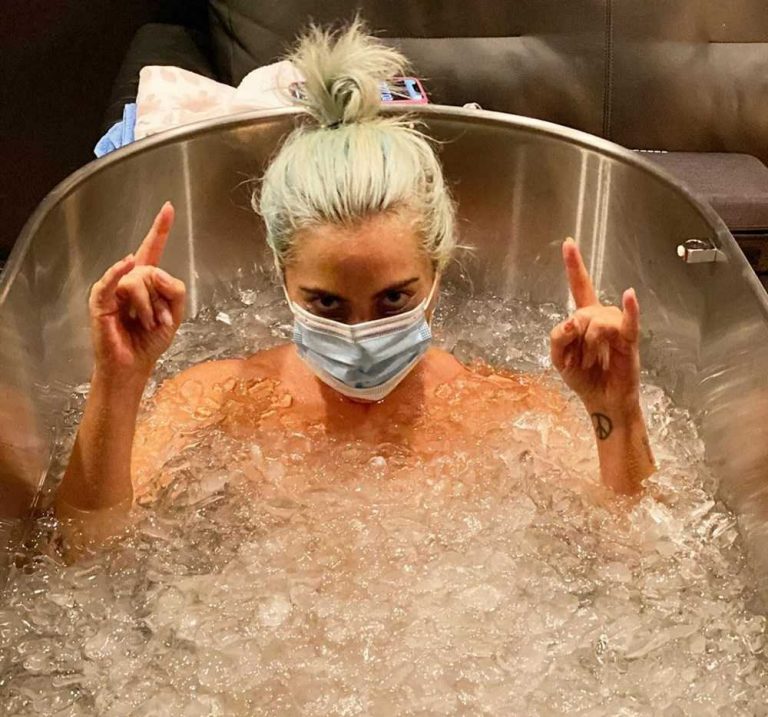 Lady Gaga gets ready for the 2020 MTV Video Music Awards on ice