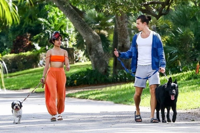 Camila Cabello on a dog walking tour