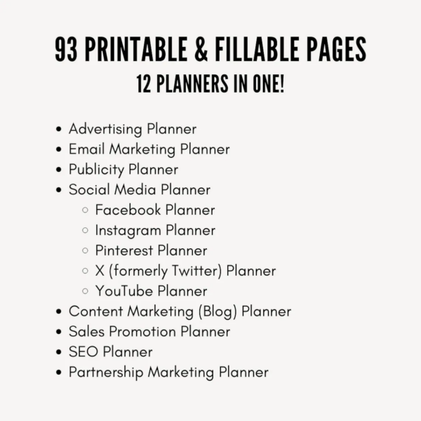 Marketing Plan Template Printable, Marketing Social Media Planner 2024, Marketing Planner Template Example Steps PDF Marketing Business Plan - Image 2