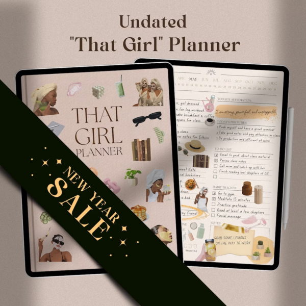 THAT GIRL Undated Digital Planner | Daily, Weekly, Monthly Goodnotes iPad Planner, Self Care Planner, ADHD Friendly Planner, Meal Planner