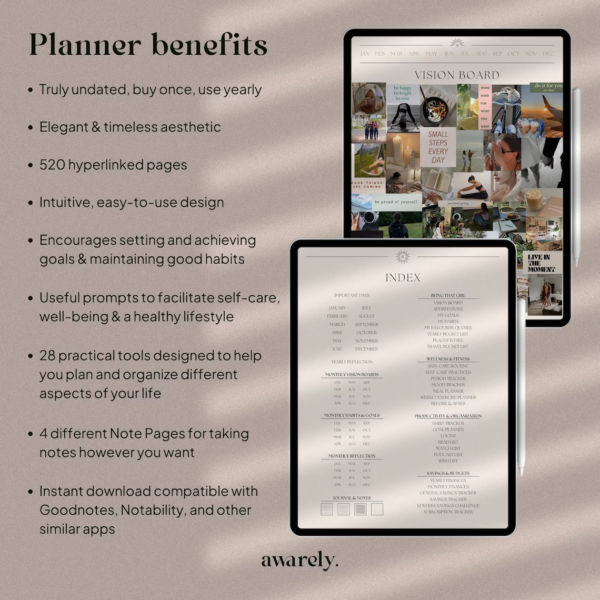 THAT GIRL Undated Digital Planner | Daily, Weekly, Monthly Goodnotes iPad Planner, Self Care Planner, ADHD Friendly Planner, Meal Planner - Image 2