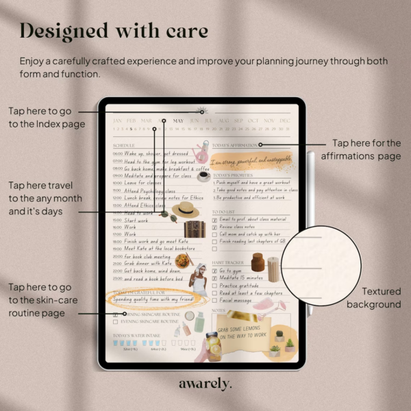 THAT GIRL Undated Digital Planner | Daily, Weekly, Monthly Goodnotes iPad Planner, Self Care Planner, ADHD Friendly Planner, Meal Planner - Image 3