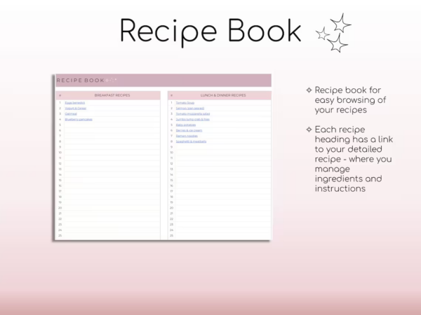 Weekly Meal Planner and Grocery List | Google Sheets Digital Template | Automated Shopping List | Food Prep | Printable Digital Meal Planner - Image 6