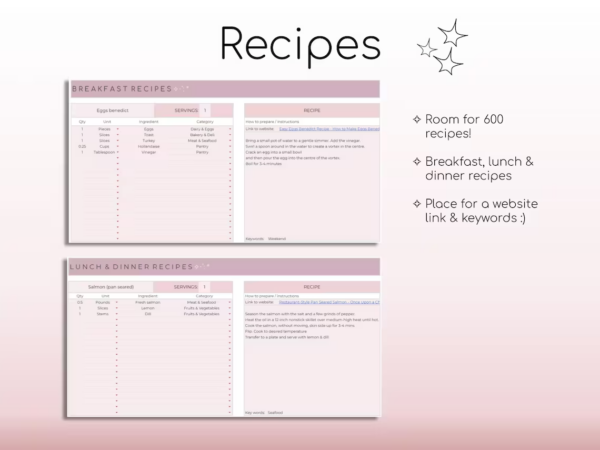 Weekly Meal Planner and Grocery List | Google Sheets Digital Template | Automated Shopping List | Food Prep | Printable Digital Meal Planner - Image 7