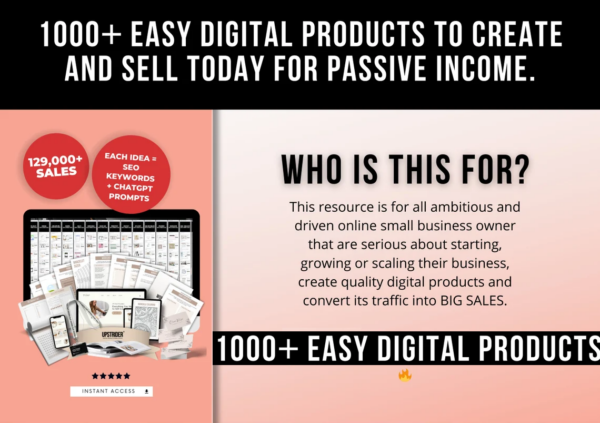 1000 Digital Products Ideas To Create And Sell Today For Passive Income, Etsy Digital Downloads Small Business Ideas and Bestsellers to Sell - Image 4